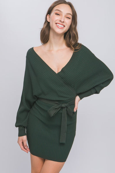 Off Shoulder Wrap Knit Dress in Assorted Colours