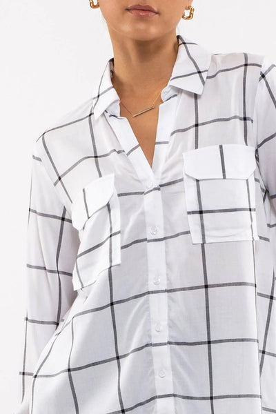 Grid Pattern Shirt in White