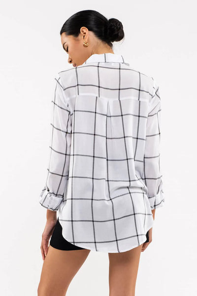 Grid Pattern Shirt in White