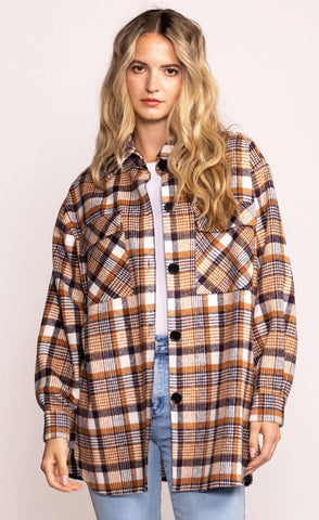Oversized Plaid Jacket in Rust