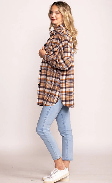 Oversized Plaid Jacket in Rust