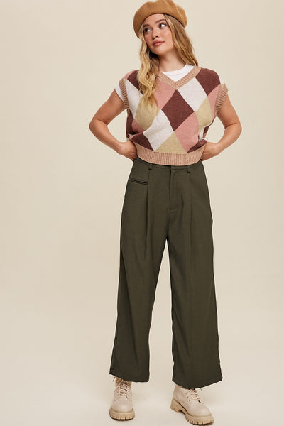 Straight Leg Trousers in Green