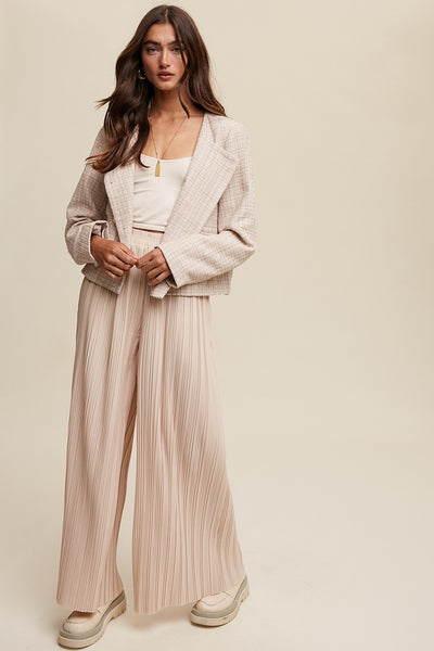 Pleated Wide Leg Pants in Champagne