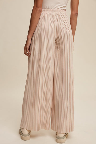 Pleated Wide Leg Pants in Champagne