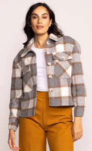 Cropped Plaid Jacket in Grey