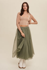 Maxi Tulle Skirt in Olive