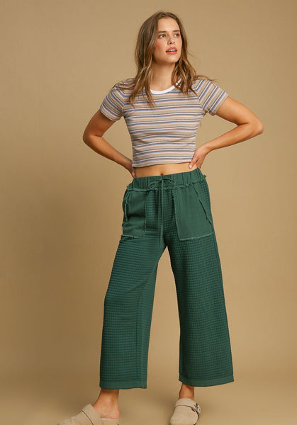 Quilted Texture Pants in Evergreen