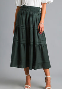 Tiered Maxi Skirt in Forest