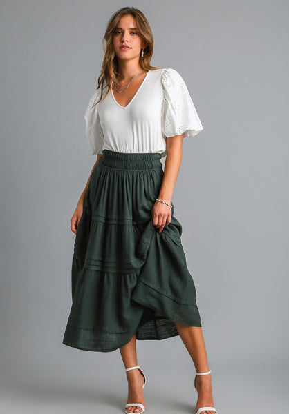 Tiered Maxi Skirt in Forest