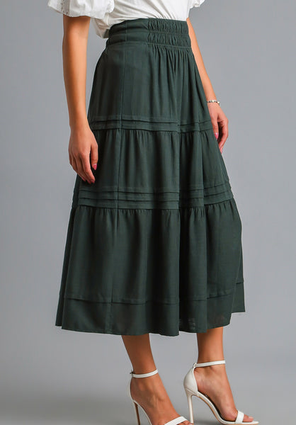 Tiered Maxi Skirt in Forest