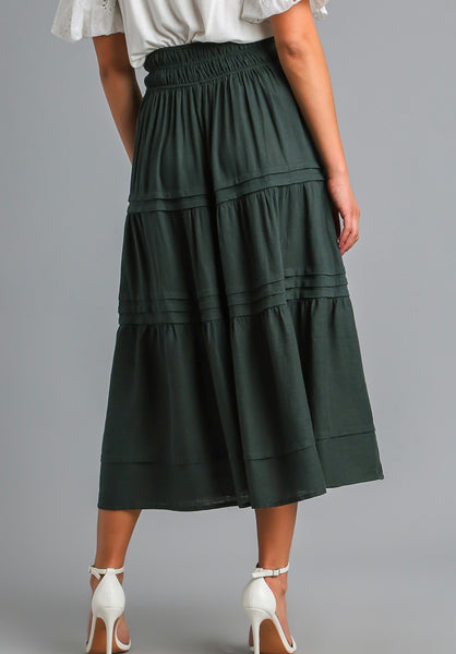 Tiered Maxi Skirt in Forest