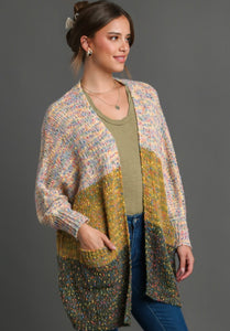 Gradient Knit Cardigan in Green Combo