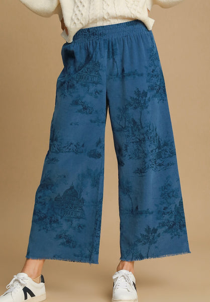 Pattern Corduroy Pants in Blue