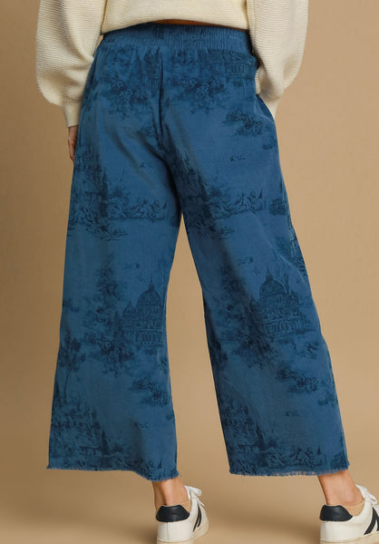 Pattern Corduroy Pants in Blue