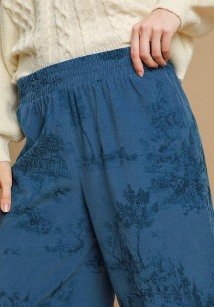 Pattern Corduroy Pants in Blue