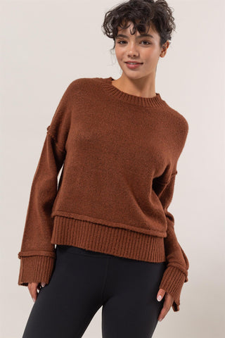 Oversized Wide Sleeve Sweater in Chestnut