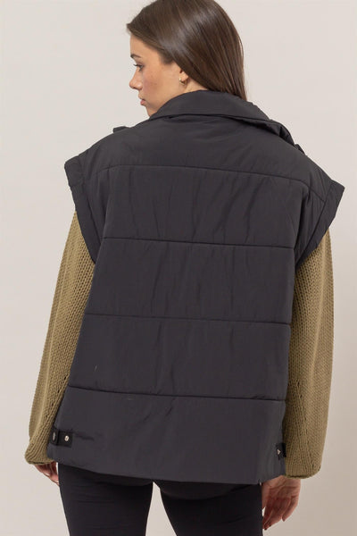 Oversized Puffer Vest in Black