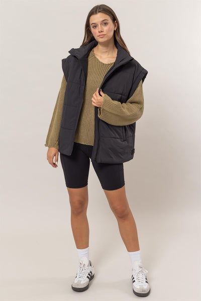 Oversized Puffer Vest in Black