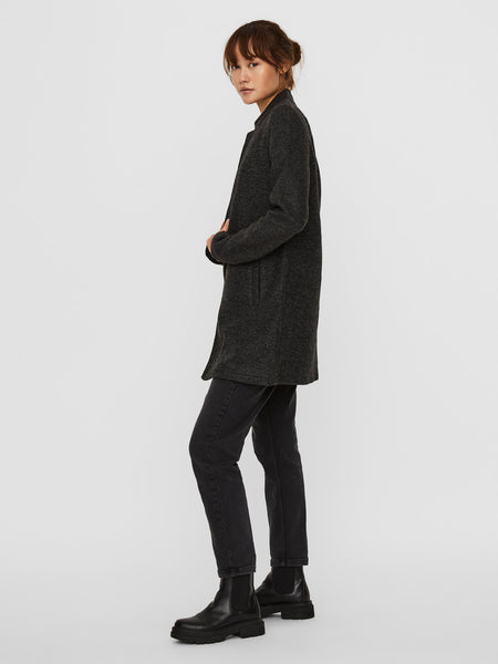 Brushed Feel Coat in Dark Grey