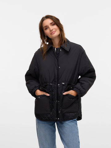 Contrast Quilt Detail Jacket in Black