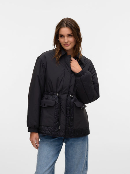 Contrast Quilt Detail Jacket in Black
