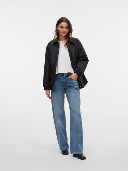 Contrast Quilt Detail Jacket in Black