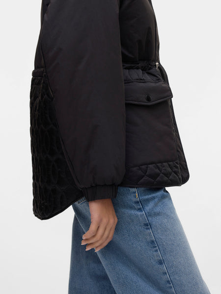 Contrast Quilt Detail Jacket in Black