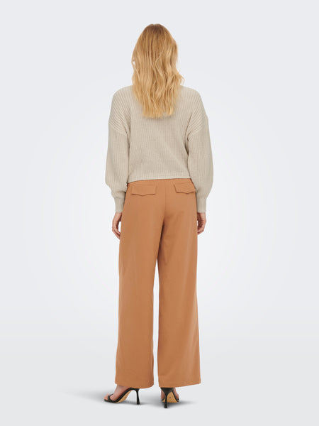 V-Neck Knit Cardigan in Beige