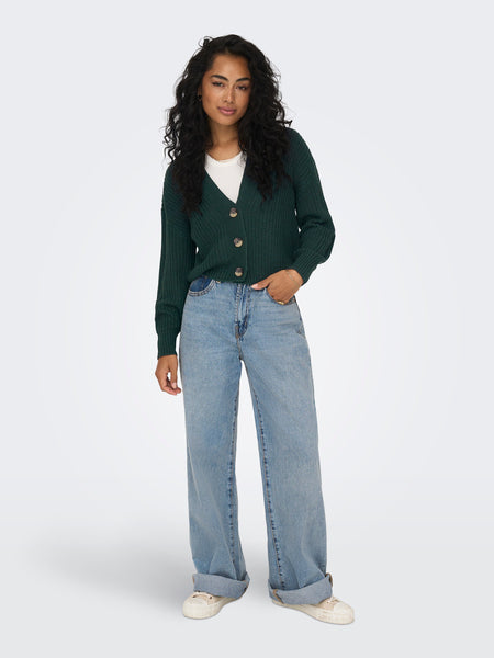 V-Neck Knit Cardigan in Green Gables