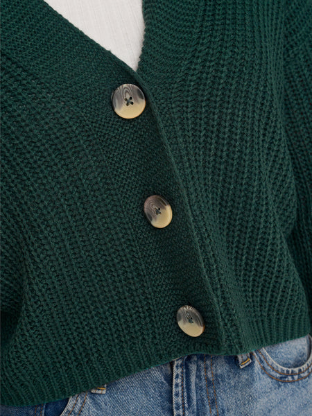V-Neck Knit Cardigan in Green Gables