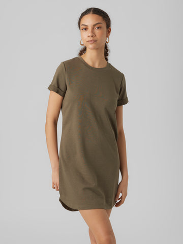 Sweatshirt T-Shirt Dress in Olive