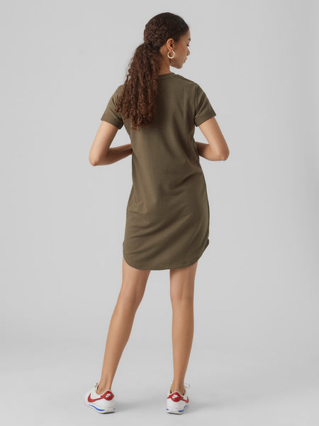 Sweatshirt T-Shirt Dress in Olive