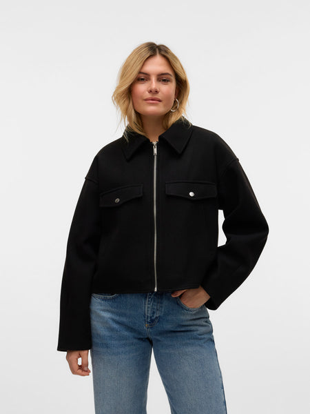 Cropped Zip Jacket in Black