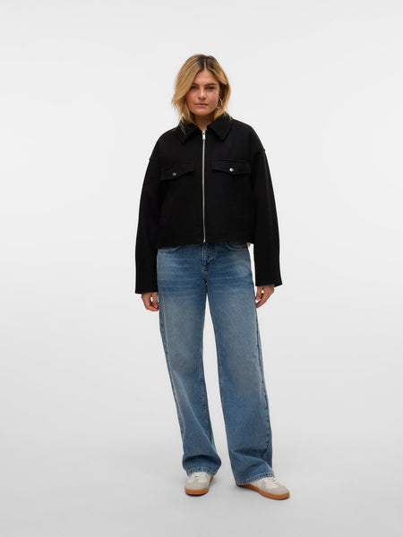 Cropped Zip Jacket in Black