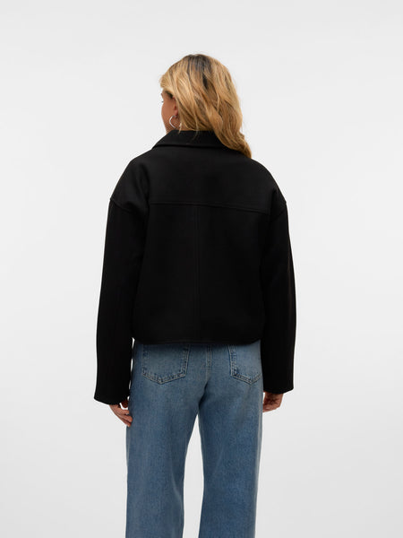 Cropped Zip Jacket in Black