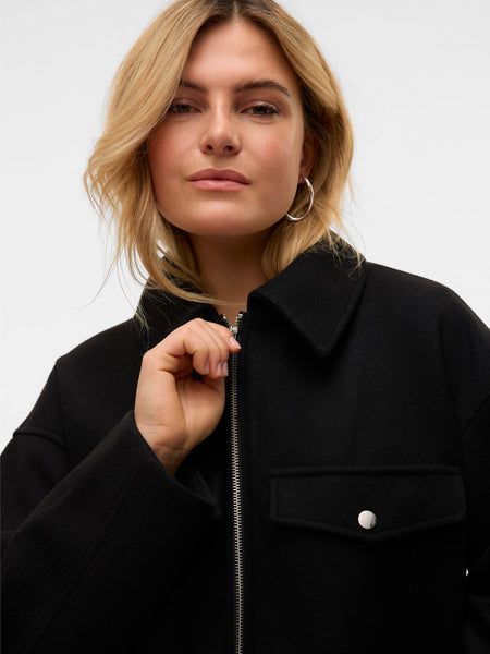 Cropped Zip Jacket in Black