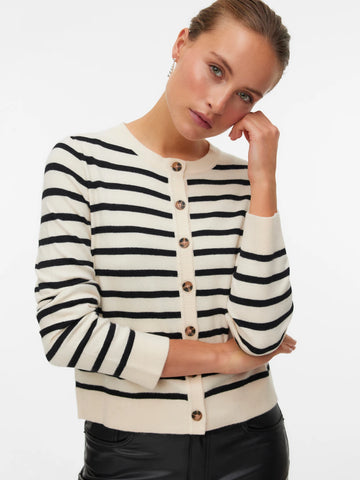 Stripe Cardigan in Cream/Navy Combo