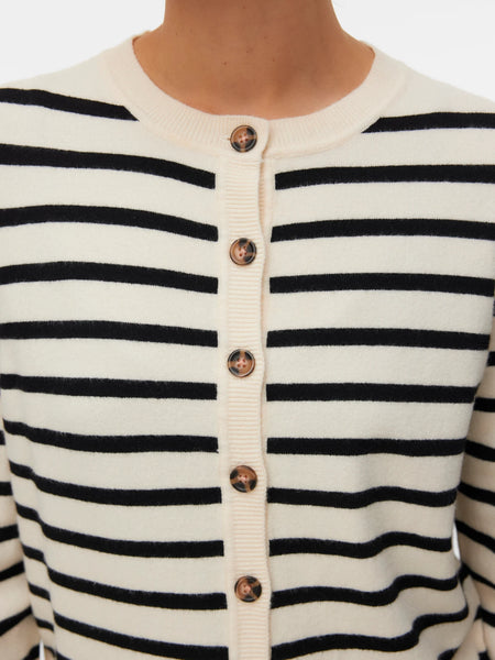 Stripe Cardigan in Cream/Navy Combo