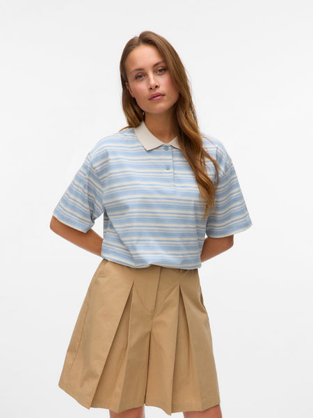 Striped Polo T-Shirt in Blue Combo