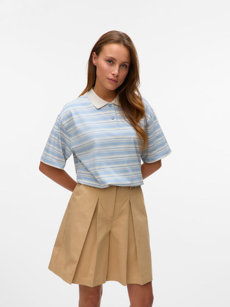 Striped Polo T-Shirt in Blue Combo