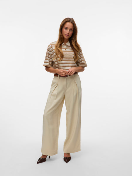 Striped Polo T-Shirt in Tan Combo