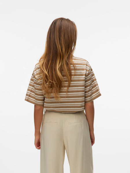 Striped Polo T-Shirt in Tan Combo