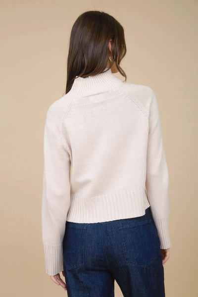 Mock Neck Cropped Sweater in Beige