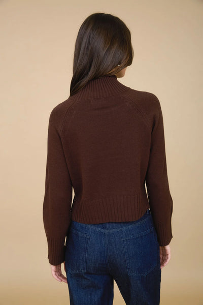 Mock Neck Cropped Sweater in Brown