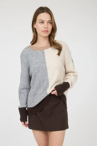 Colourblock Sweater in Grey Combo