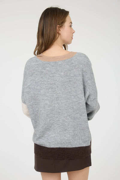 Colourblock Sweater in Grey Combo