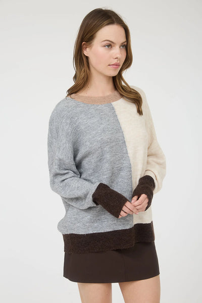 Colourblock Sweater in Grey Combo