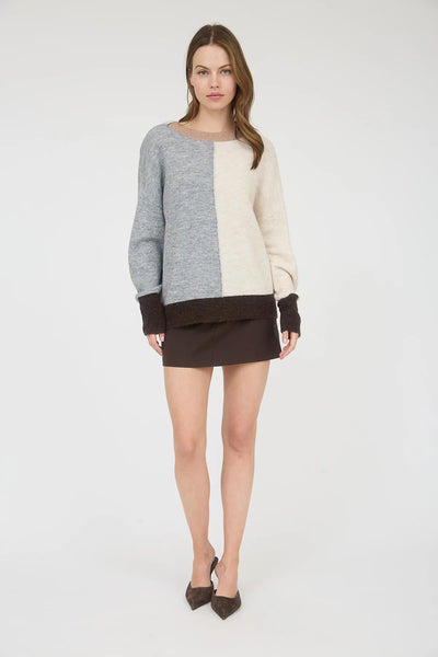 Colourblock Sweater in Grey Combo