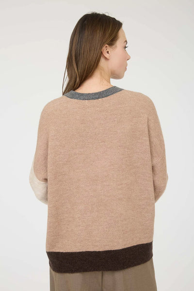 Colourblock Sweater in Beige Combo