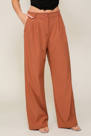 High Waist Wide Leg Pants in Camel